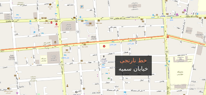 خیابان سمیه تهران روی نقشه